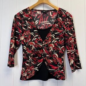 Vintage IZ Byer California Women Y2K Artsy Layered Top Size L Whimsigoth Stretch